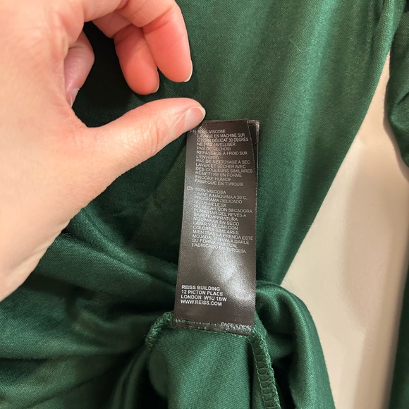 Reiss Deep Green Long Sleeve V-Neck Top - Picture 7 of 7
